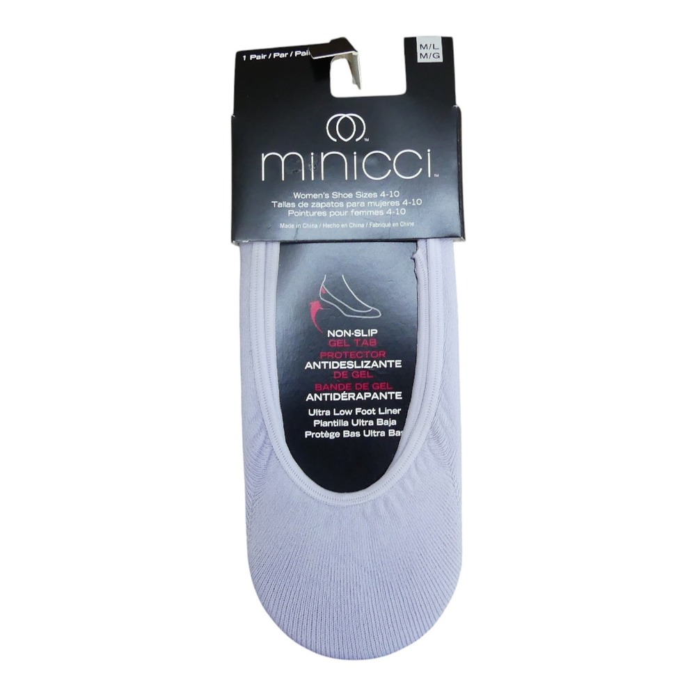 Minicci Foot Liners Womens M/L Light Purple NWT Ultra Low No Show Gel Tab